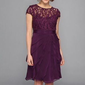 Adrianna papell purple lace ruffle skirt dress size 14